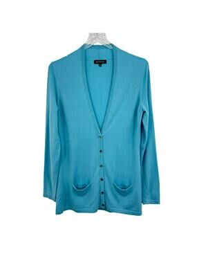 Mendocino cardigan sweater 100% cashmere women's M button front V neck pockets